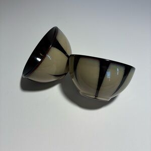 Set of 2 Pier 1 Imports Zebra Pattern Stoneware Pottery Serving Bowl 4 1/2 in.